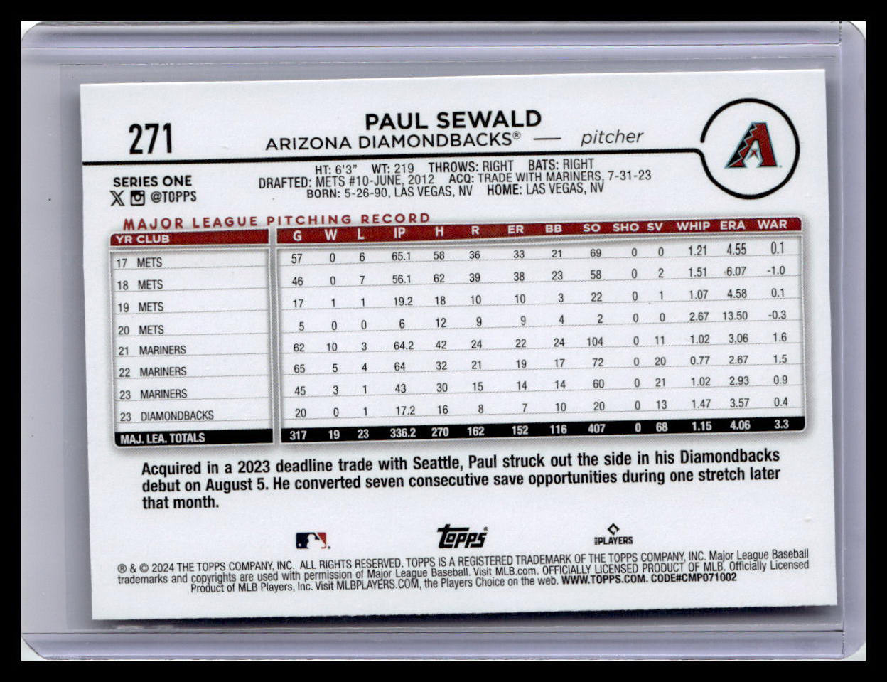 2024 Topps #271 Paul Sewald