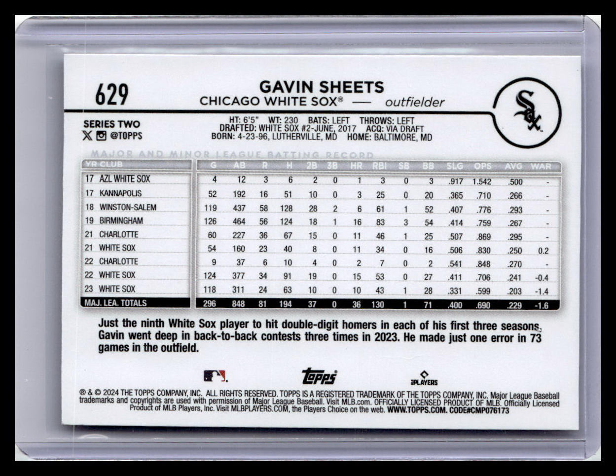 2024 Topps #629 Gavin Sheets