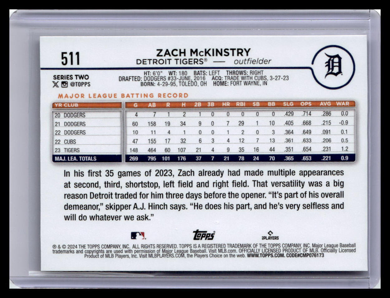 2024 Topps #511 Zach McKinstry