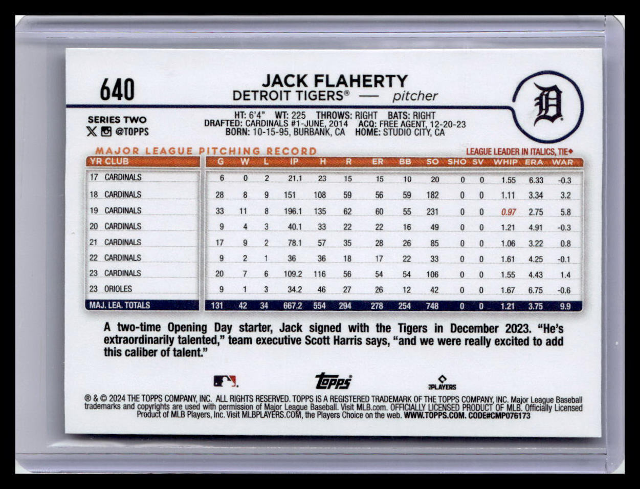 2024 Topps #640 Jack Flaherty