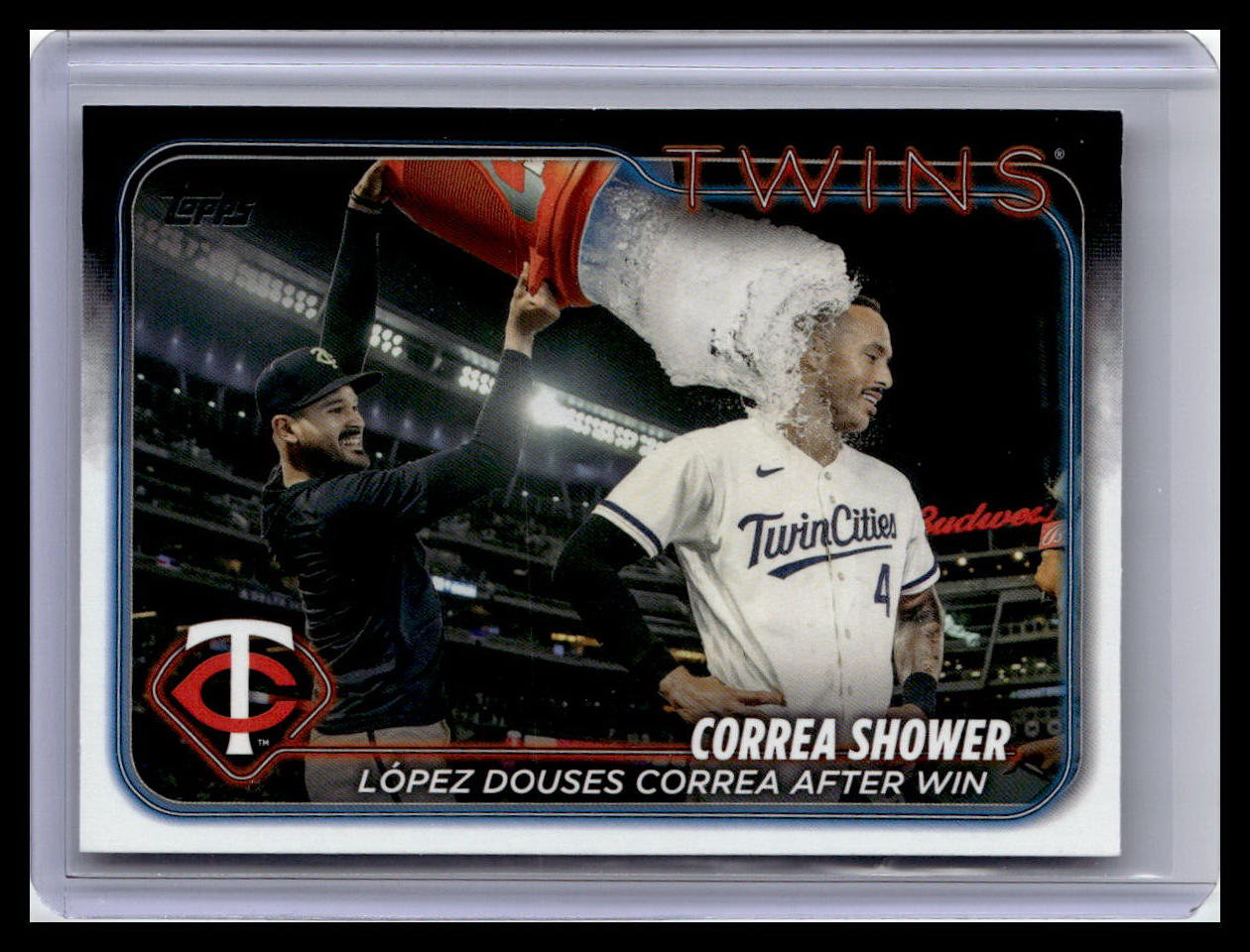 2024 Topps #155 Correa Shower: López Douses Correa After Win