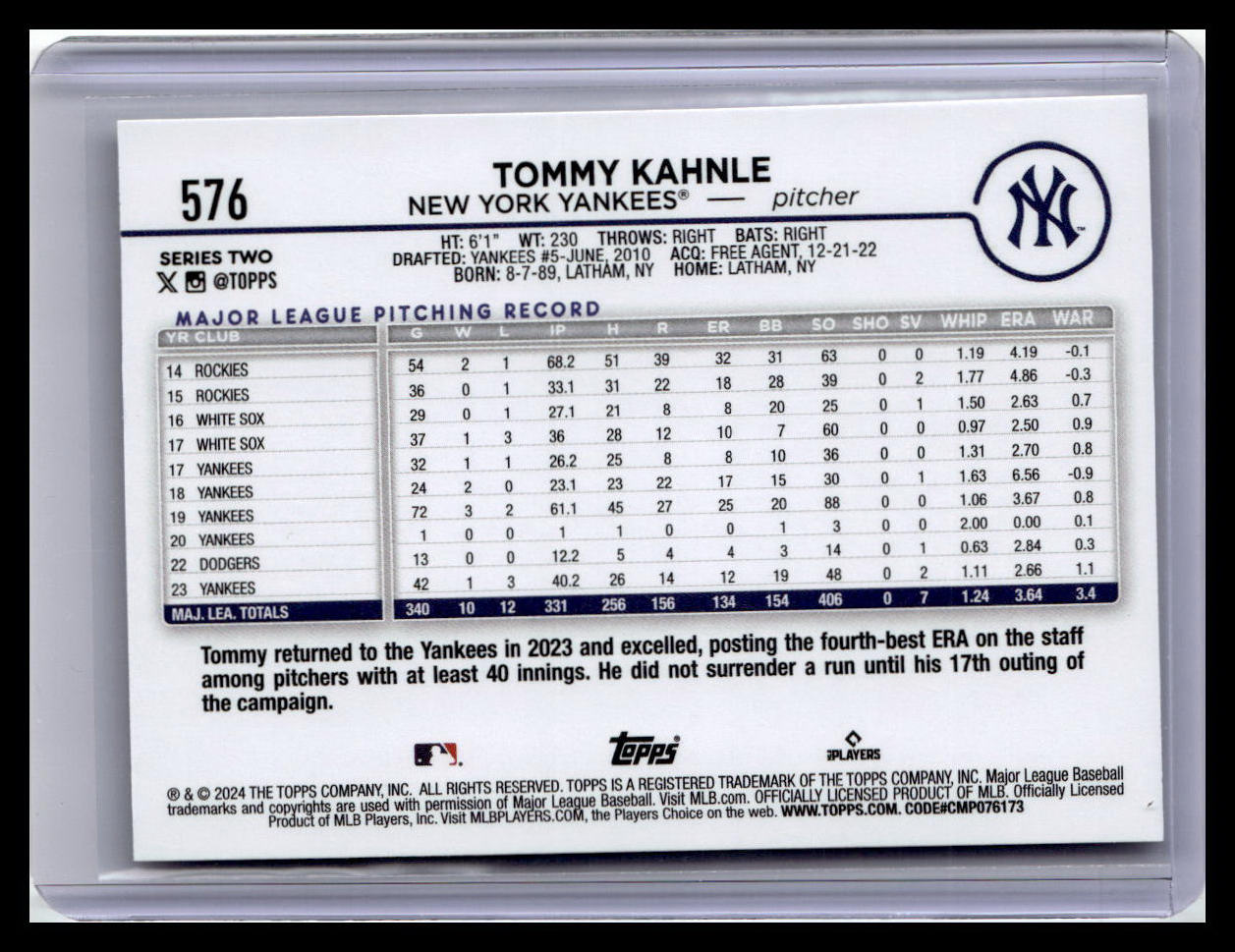 2024 Topps #576 Tommy Kahnle