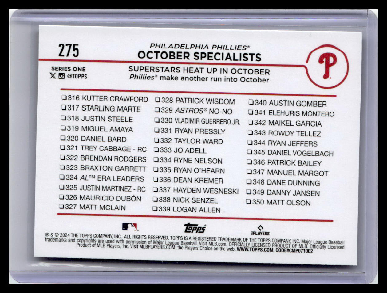 2024 Topps #275 October Specialists: Superstars Heat Up in October