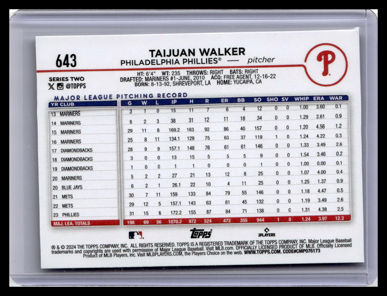 2024 Topps #643 Taijuan Walker