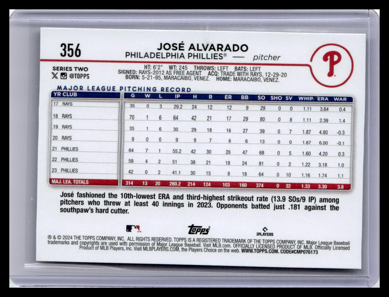 2024 Topps #356 José Alvarado
