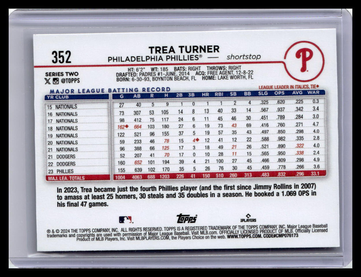 2024 Topps #352 Trea Turner