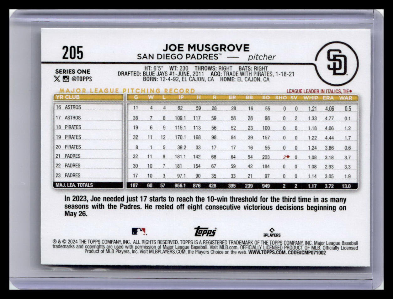 2024 Topps #205 Joe Musgrove