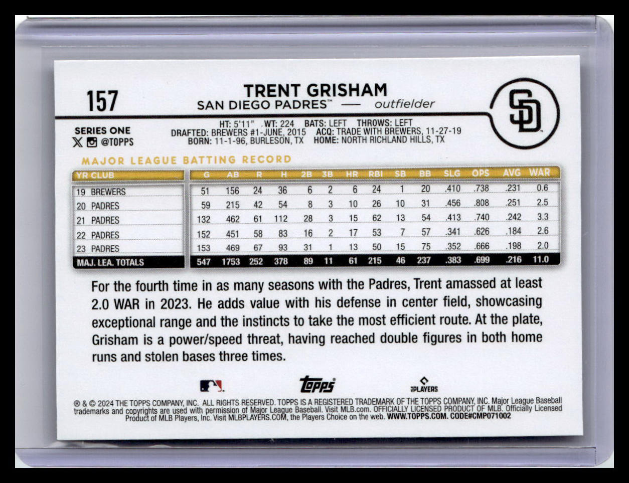 2024 Topps #157 Trent Grisham