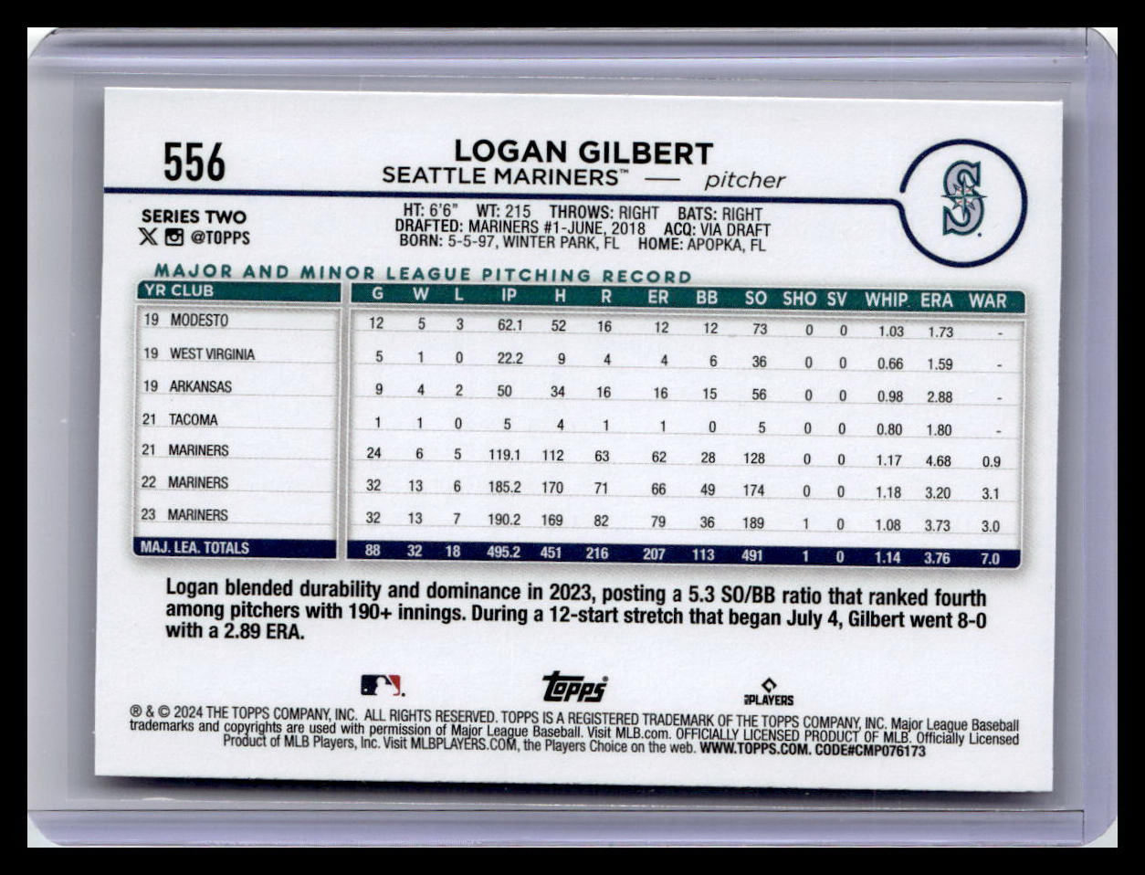 2024 Topps #556 Logan Gilbert
