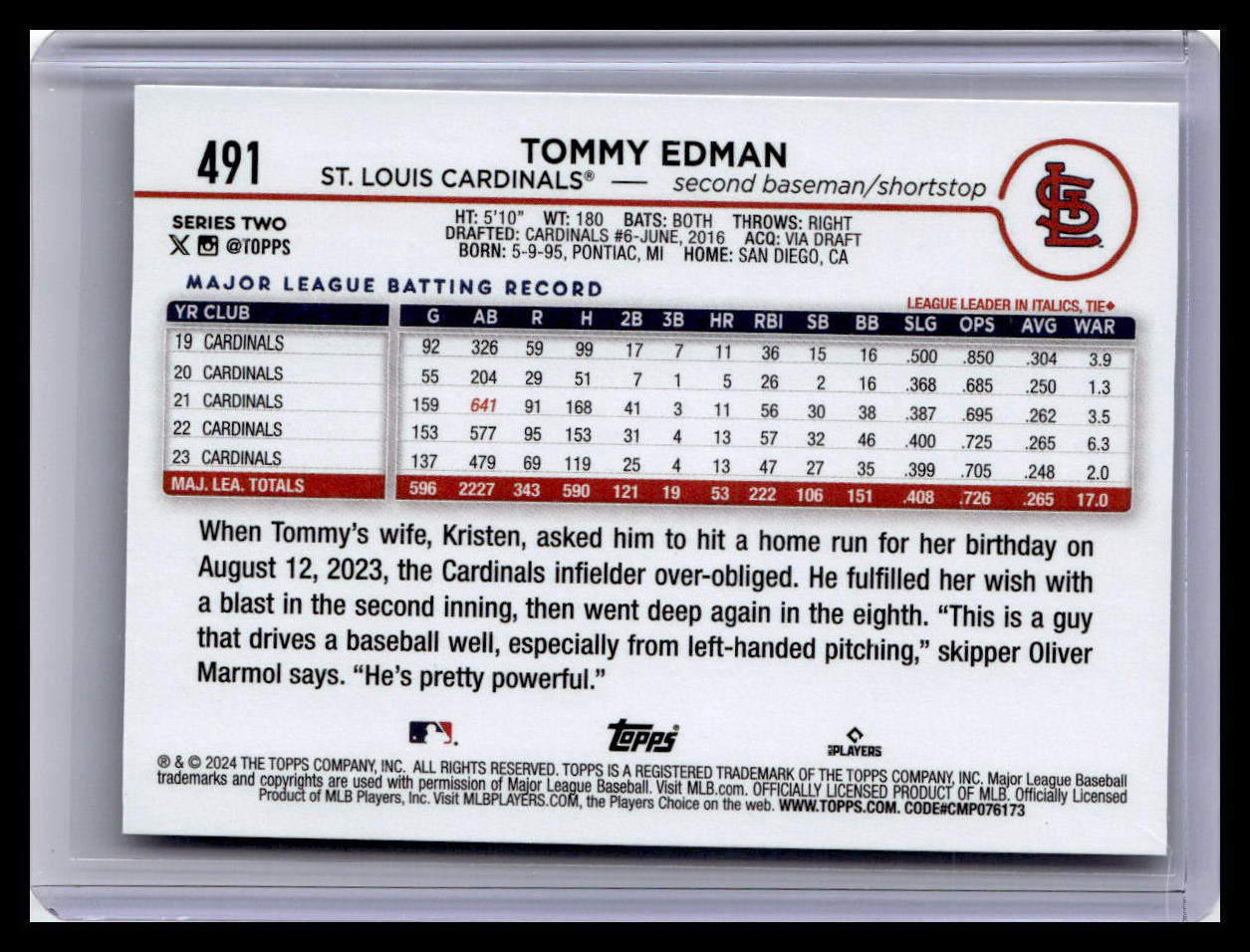2024 Topps #491 Tommy Edman