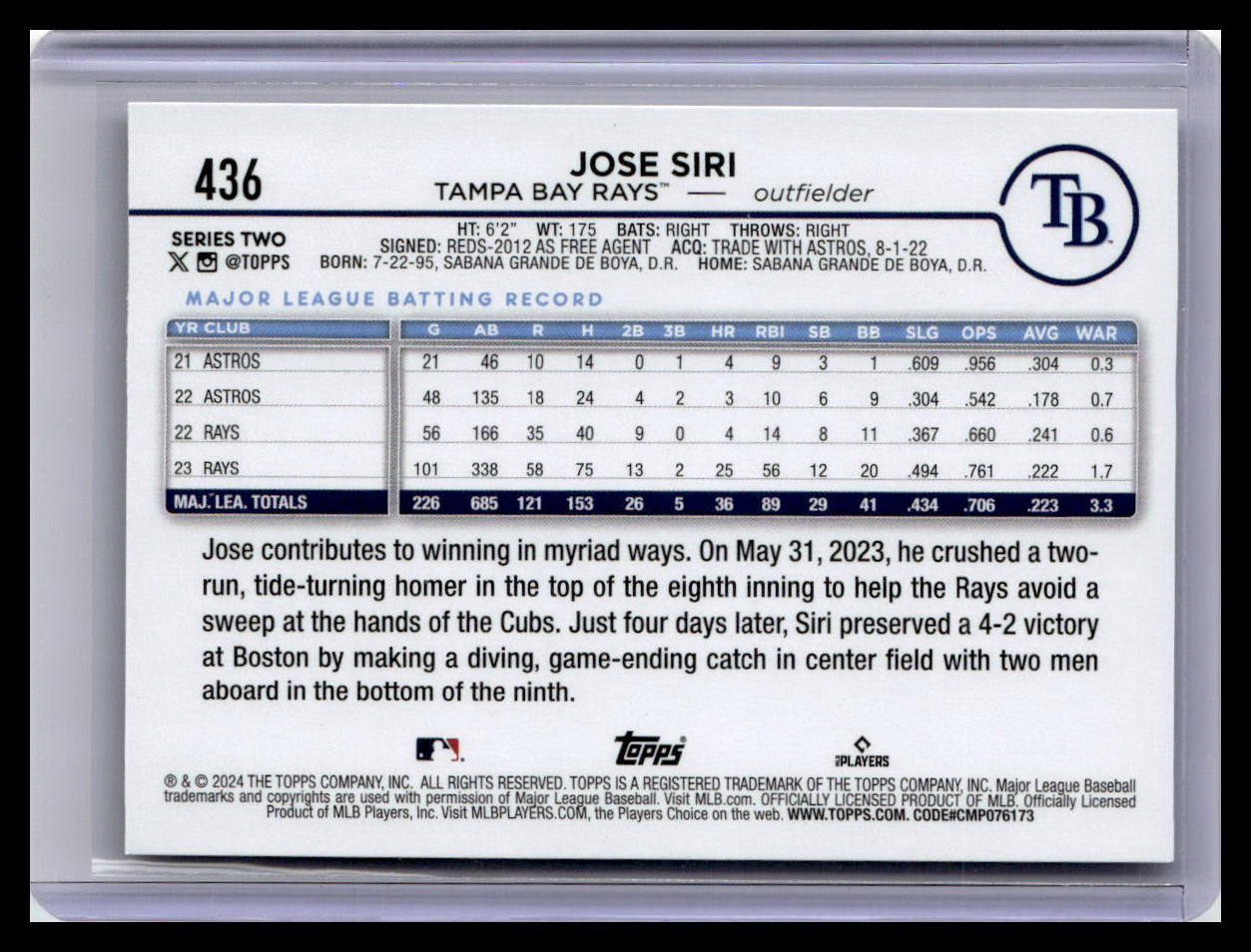 2024 Topps #436 Jose Siri
