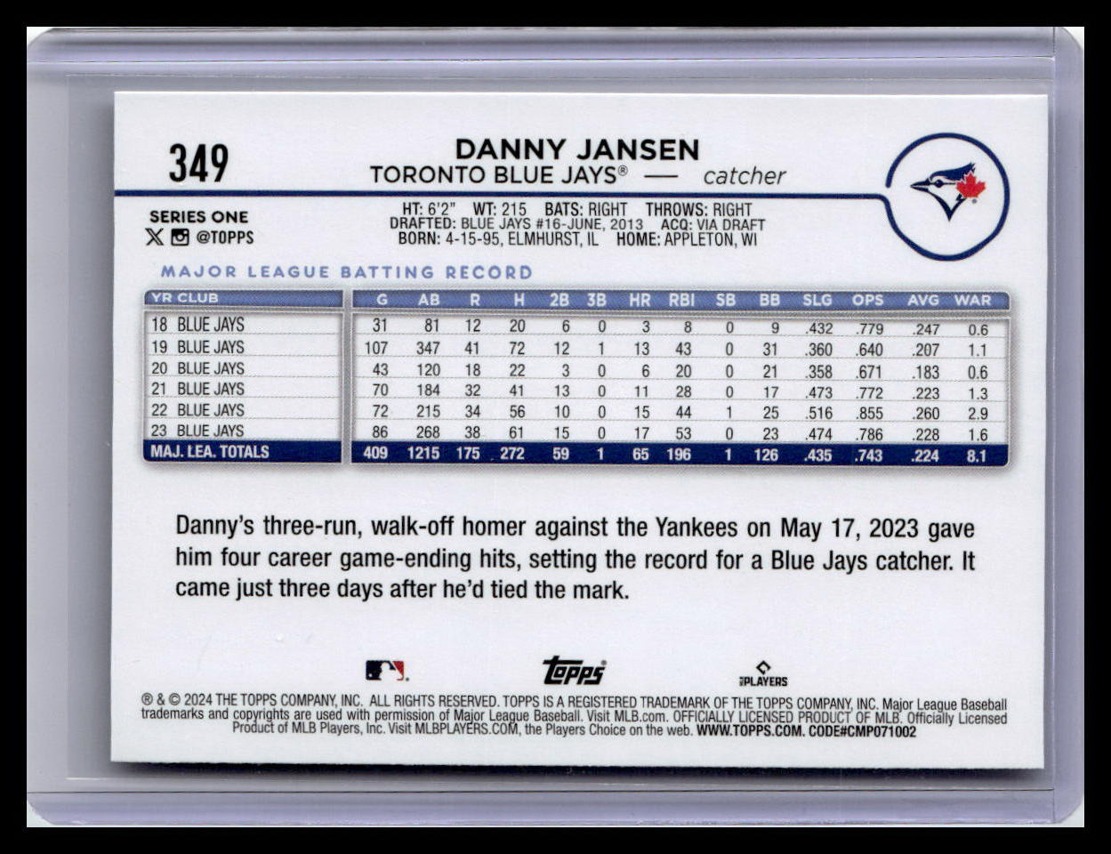 2024 Topps #349 Danny Jansen