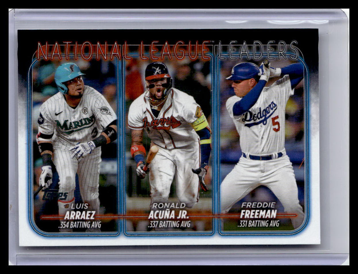 2024 Topps #206 NL Batting Avg Leaders Arraez/Acuña/Freeman