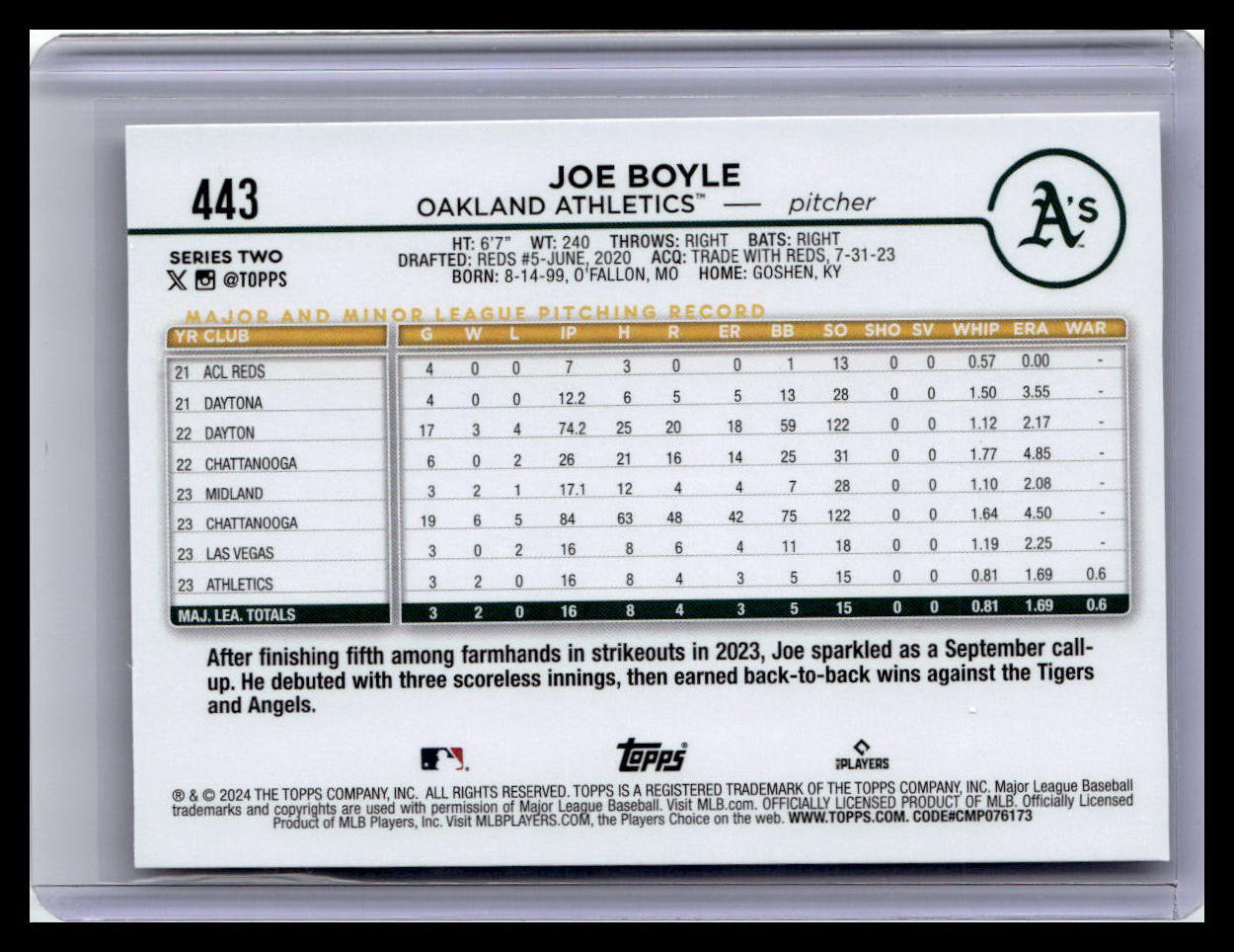 2024 Topps #443 Joe Boyle