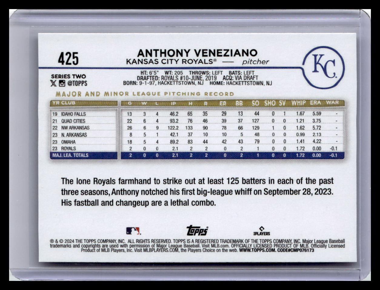 2024 Topps #425 Anthony Veneziano