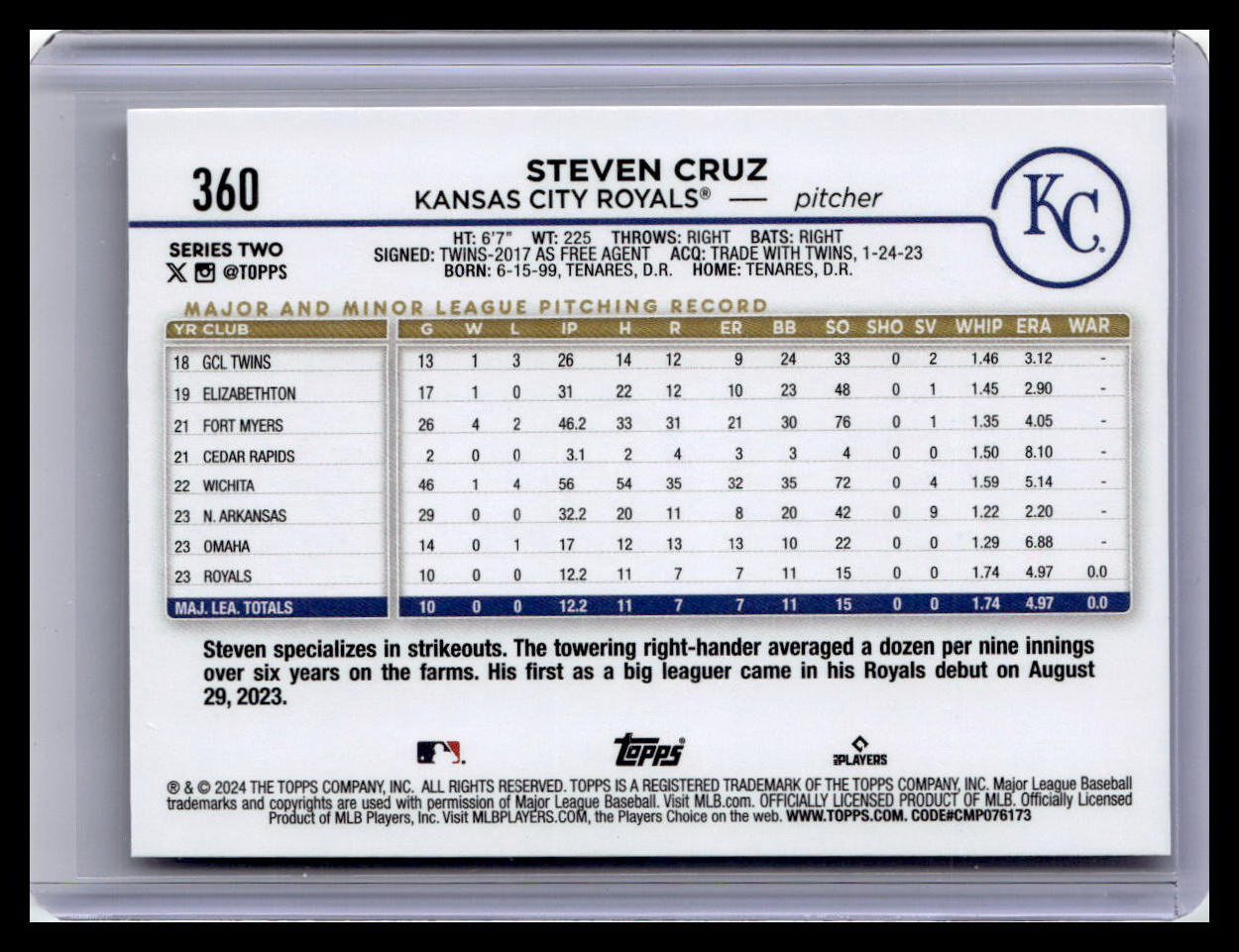 2024 Topps #360 Steven Cruz