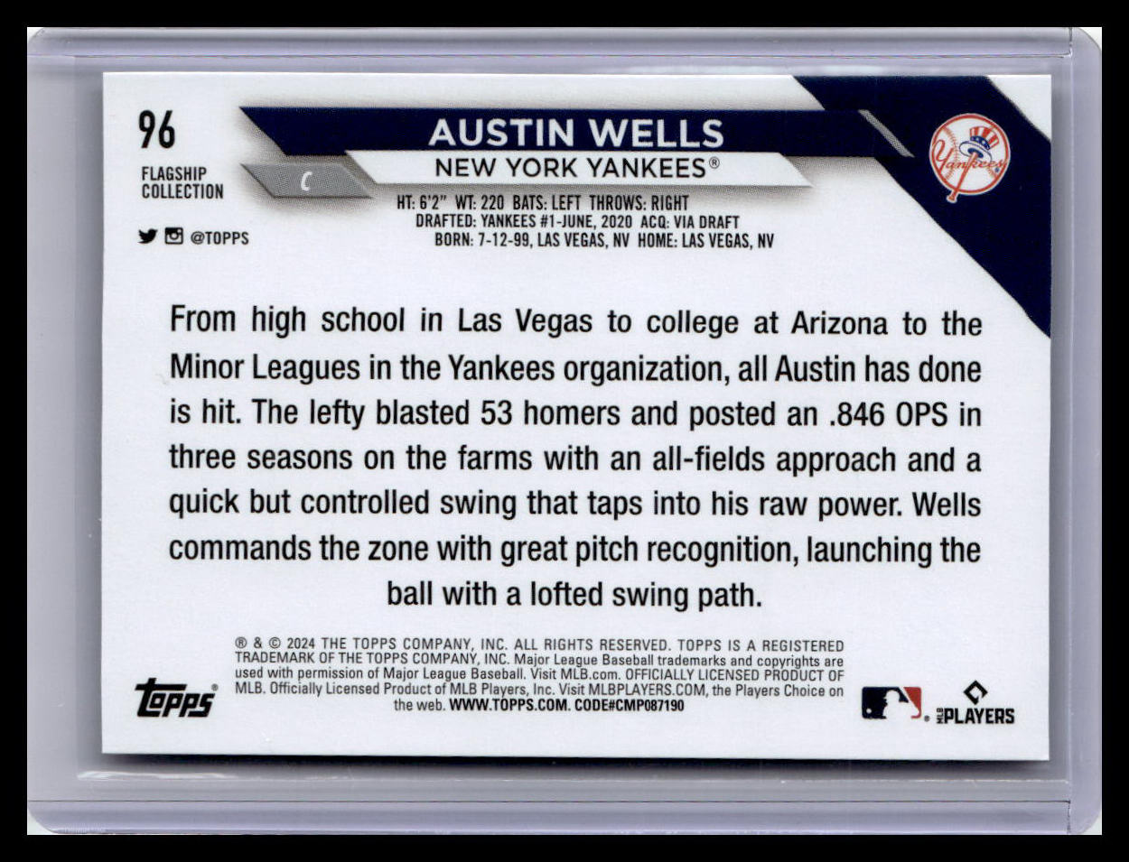 2024 Topps #96 Austin Wells Flagship Collection