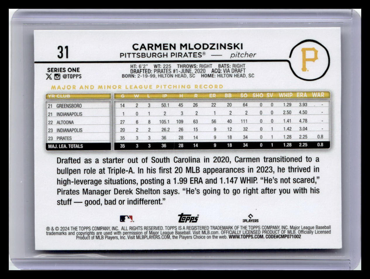 2024 Topps #31 Carmen Mlodzinski