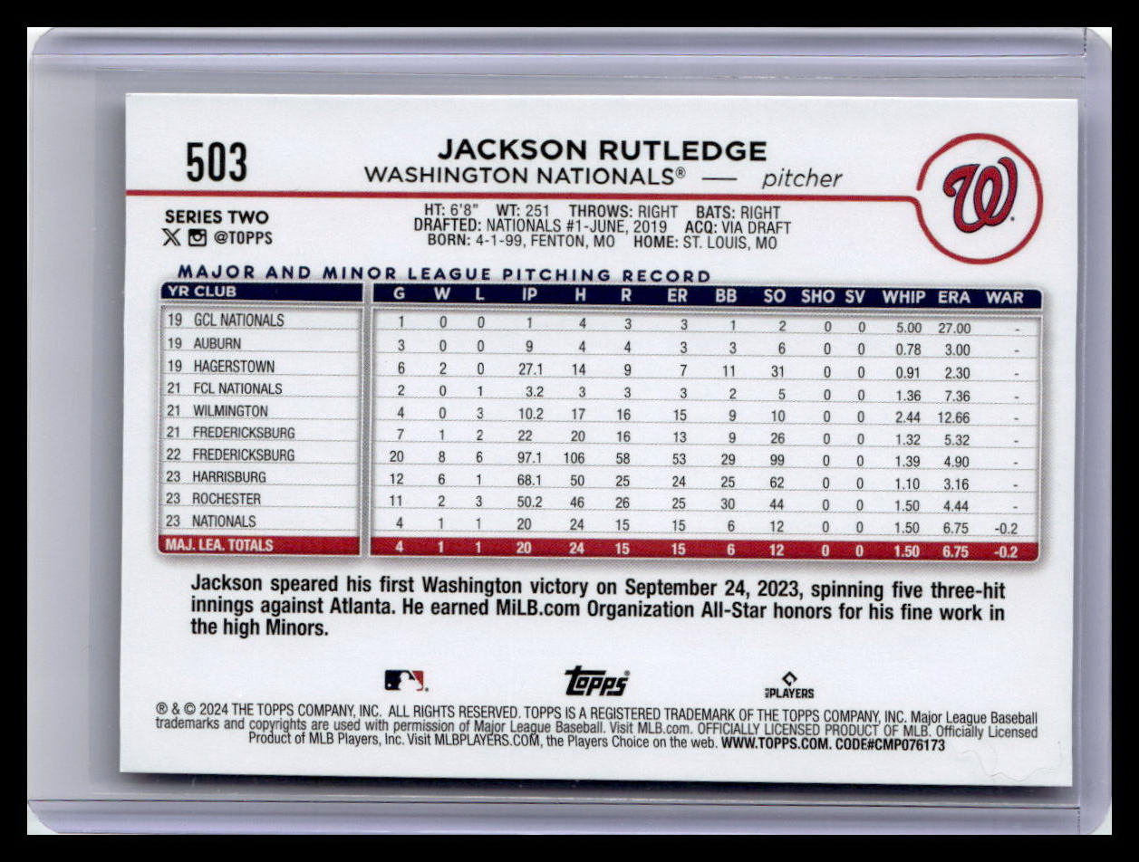 2024 Topps #503 Jackson Rutledge