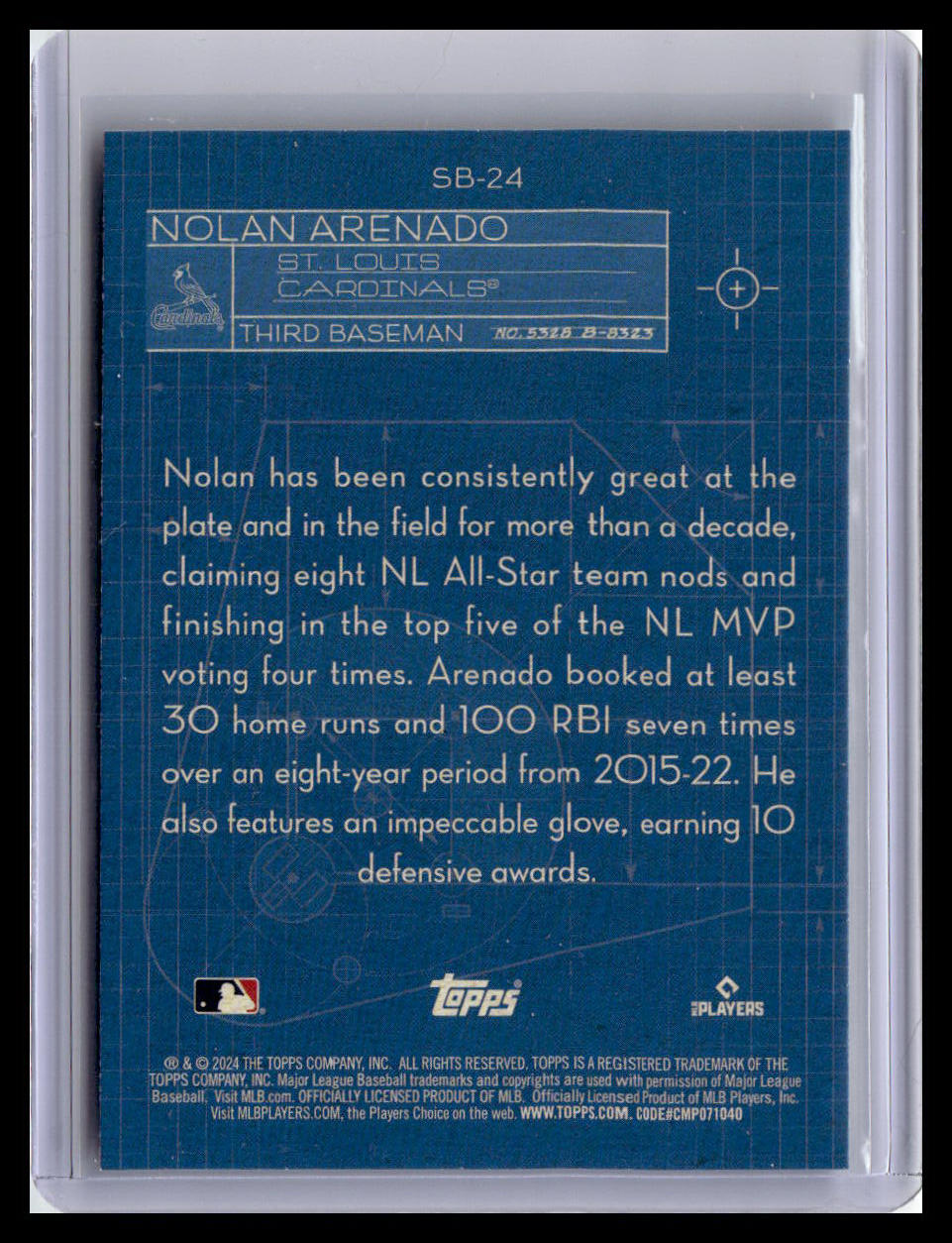 2024 Topps #SB-24 Nolan Arenado Superstar Blueprint Blue