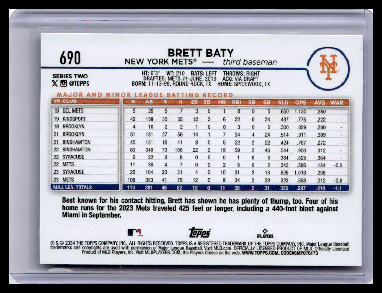 2024 Topps #690 Brett Baty