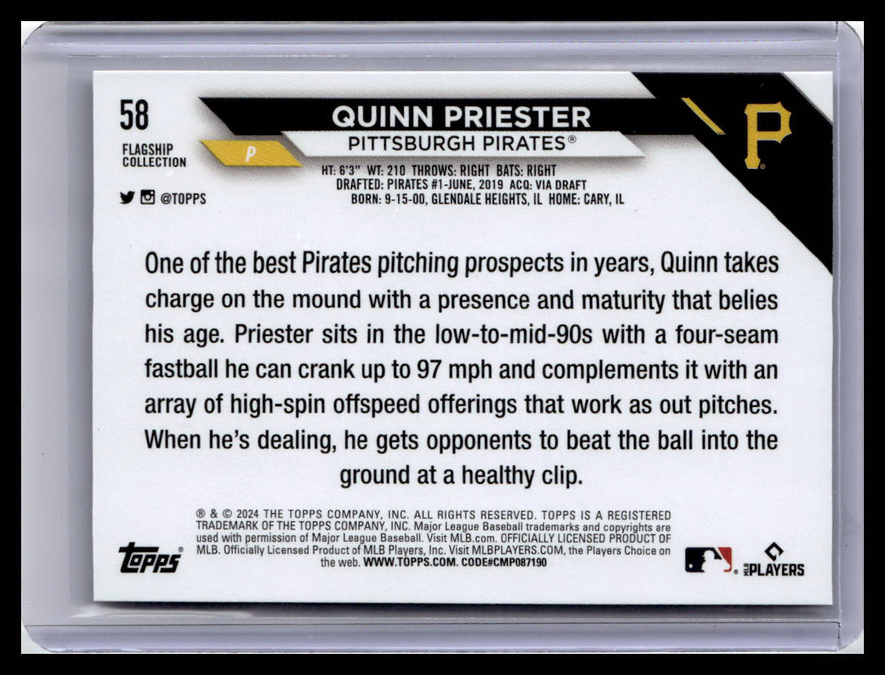 2024 Topps #58 Quinn Priester Flagship Collection