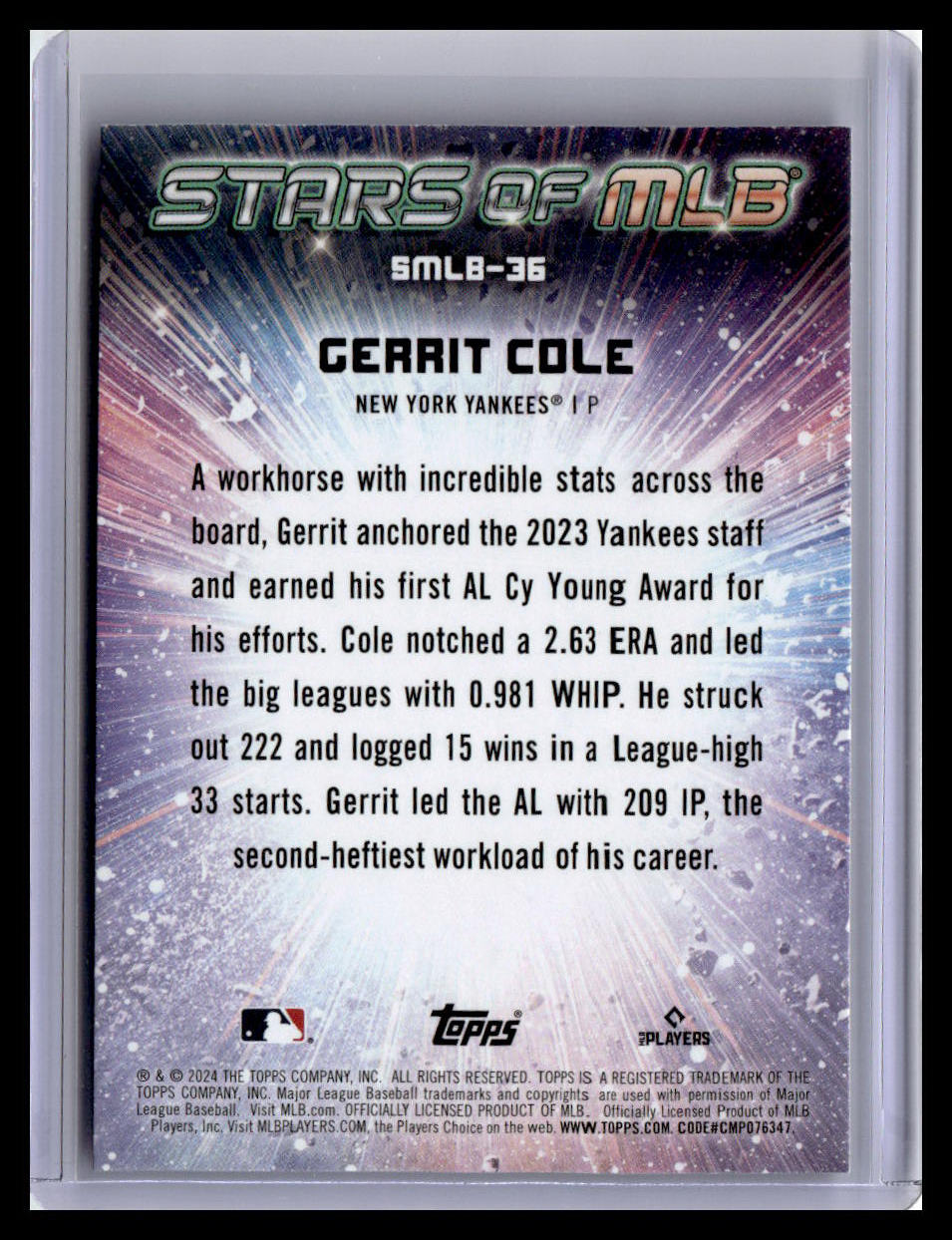 2022 Topps 1st Edition - Stars of MLB #SMLB-26 Gerrit Cole