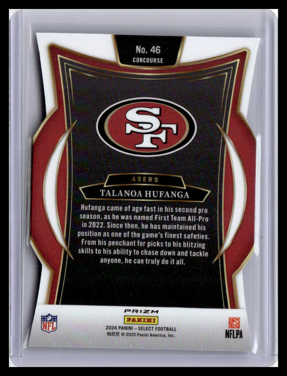 2024 Panini Select #46 Talanoa Hufanga Silver Prizm Die Cut