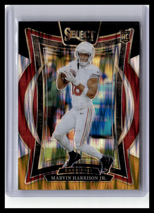 2024 Panini Select #28 Marvin Harrison Jr. Red & Yellow Prizm Shock
