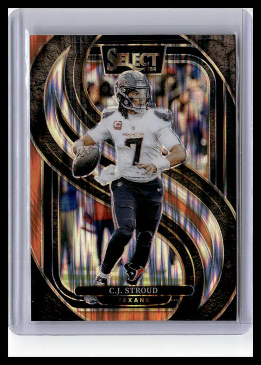 2024 Panini Select #128 C.J. Stroud Black & Orange Prizm Shock