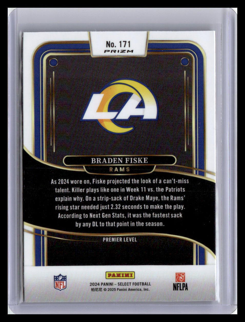 2024 Panini Select #171 Braden Fiske Black & Orange Prizm Shock