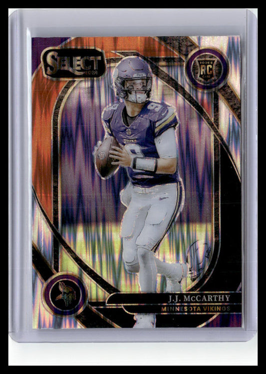 2024 Panini Select #246 J.J. McCarthy Black & Orange Prizm Shock
