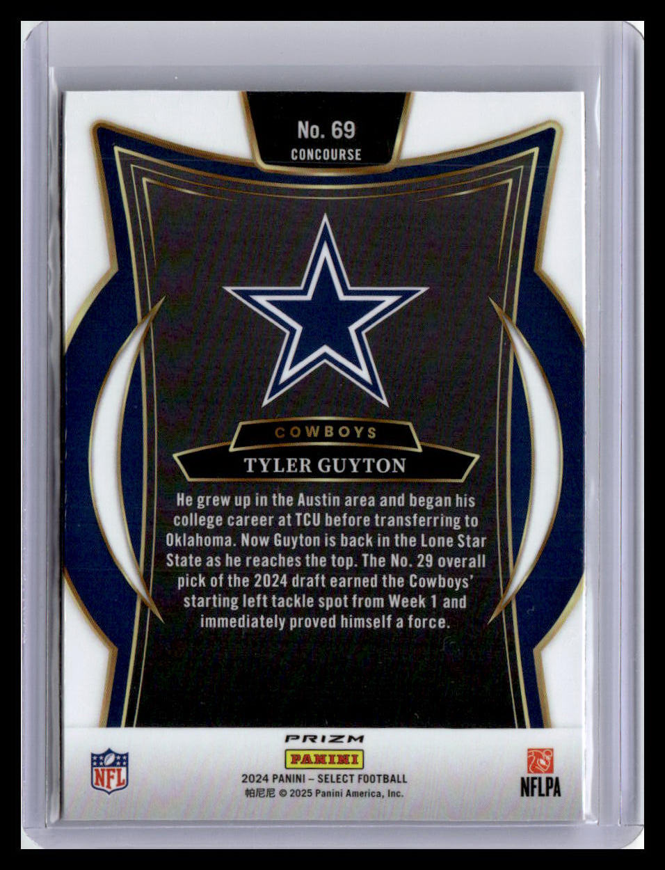 2024 Panini Select #69 Tyler Guyton Black & Orange Prizm Shock