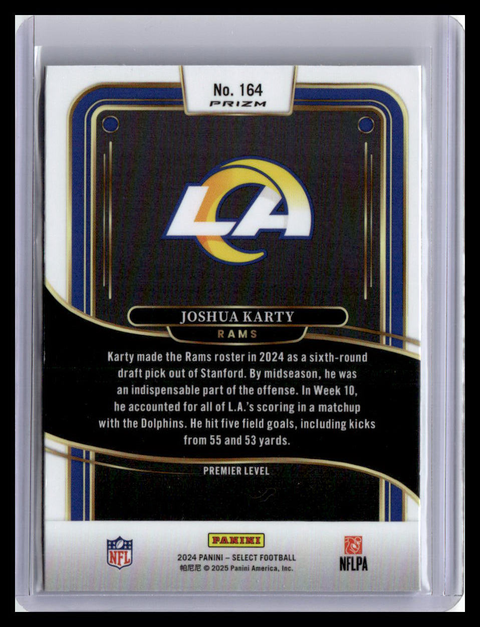 2024 Panini Select #164 Joshua Karty Black & Blue Prizm Shock