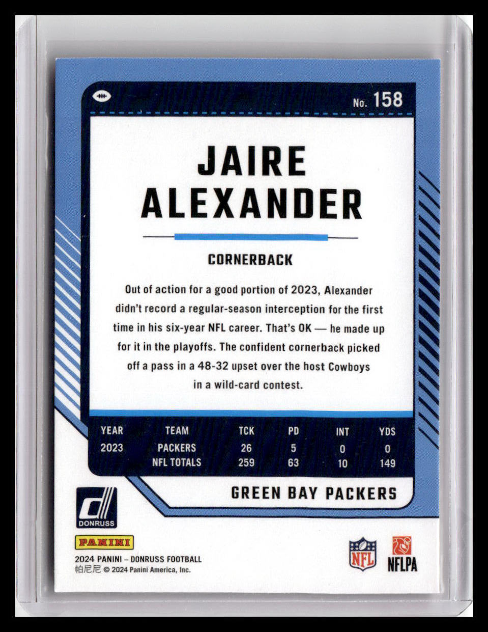 2024 Donruss #158 Jaire Alexander Press Proof Red
