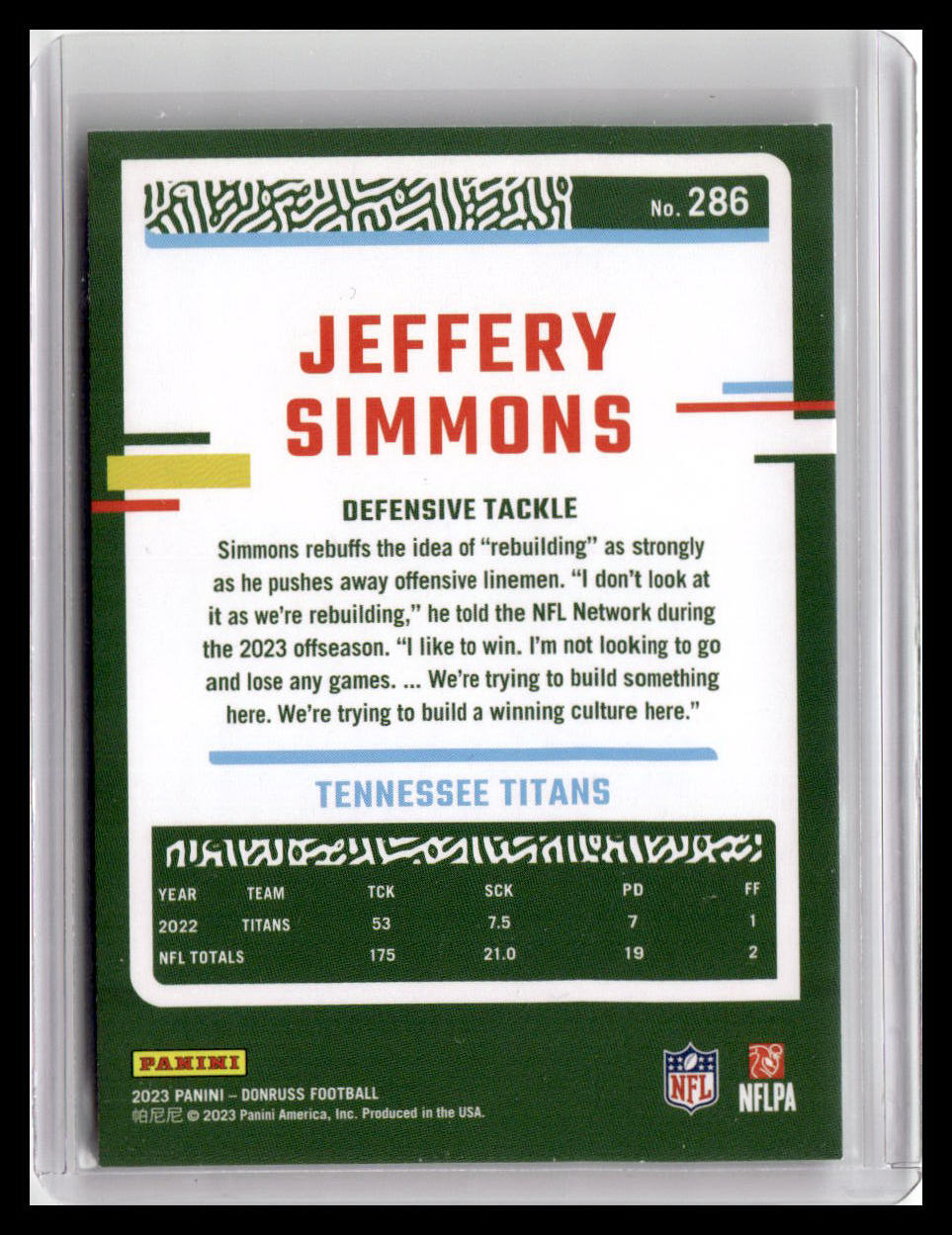 2023 Donruss #286 Jeffery Simmons