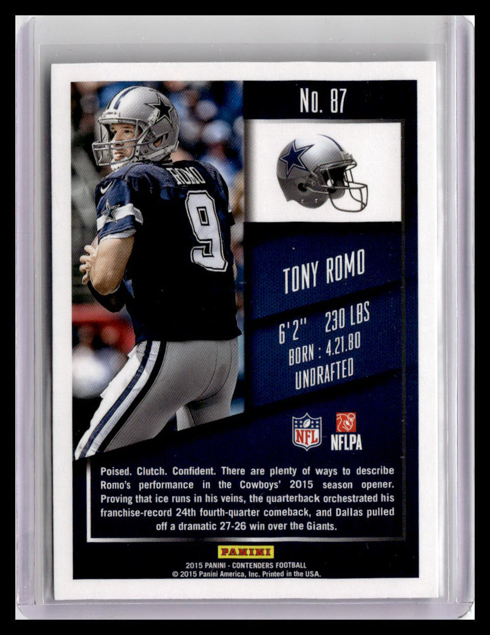 2015 Panini Contenders #87 Tony Romo