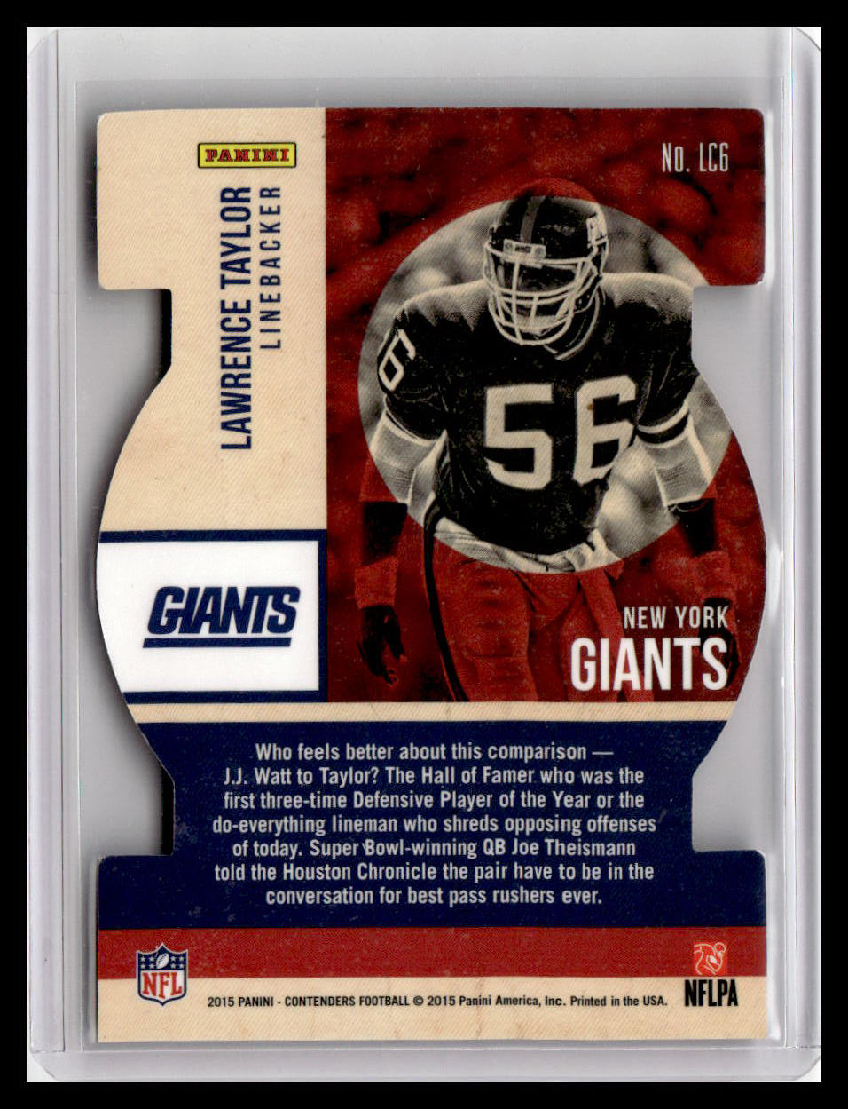 2015 Panini Contenders #LC6 Lawrence Taylor Legendary Contenders
