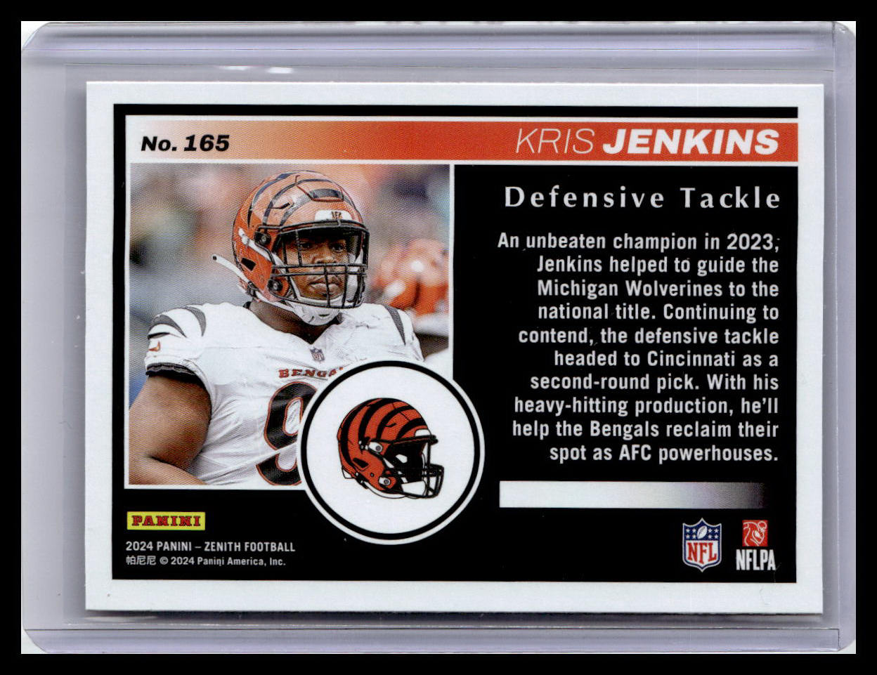 2024 Panini Zenith #165 Kris Jenkins No Huddle