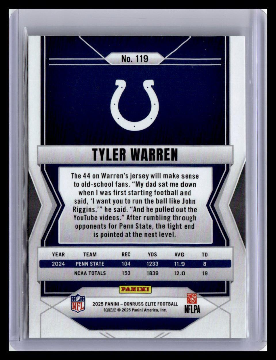 2025 Donruss Elite #119 Tyler Warren Green Disco
