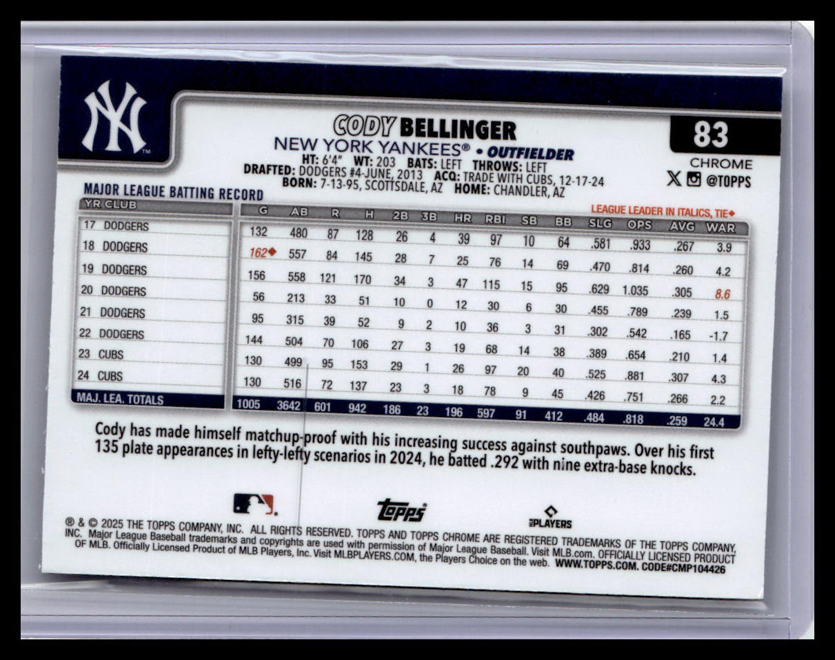 2025 Topps Chrome #83 Cody Bellinger