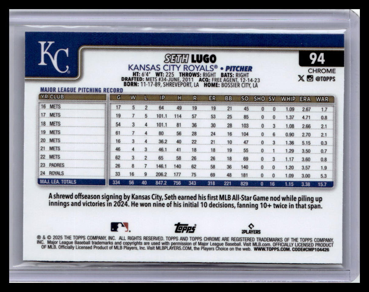 2025 Topps Chrome #94 Seth Lugo