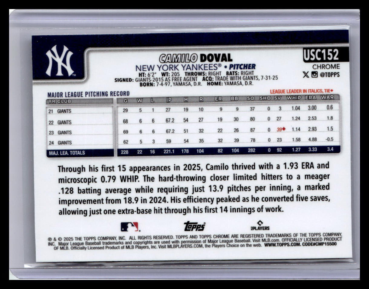 2025 Topps Chrome Update #USC152 Camilo Doval
