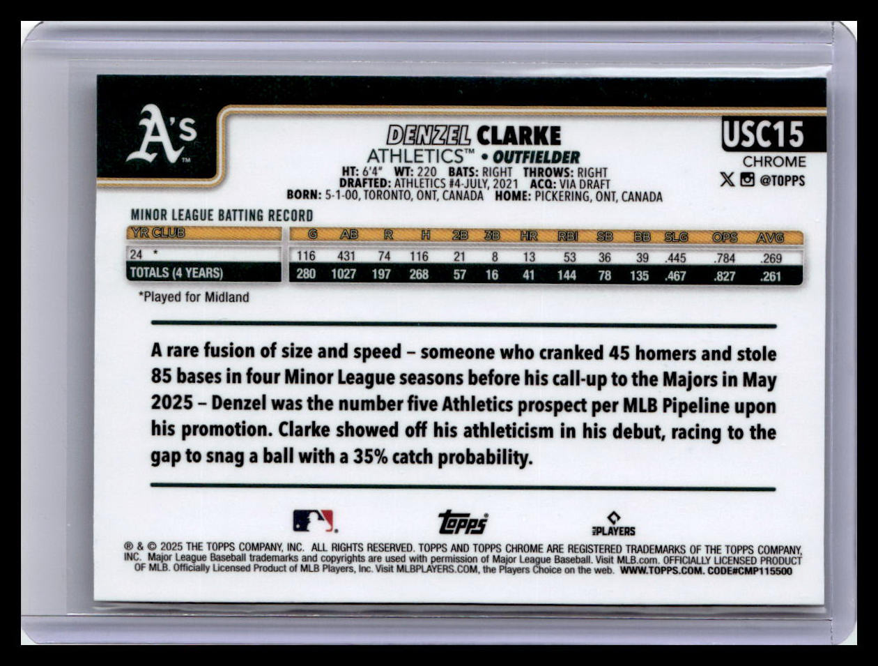 2025 Topps Chrome Update #USC15 Denzel Clarke