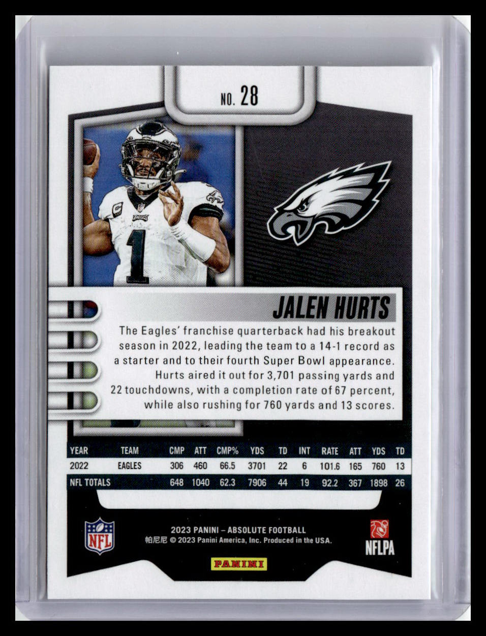 2023 Panini Absolute #28 Jalen Hurts
