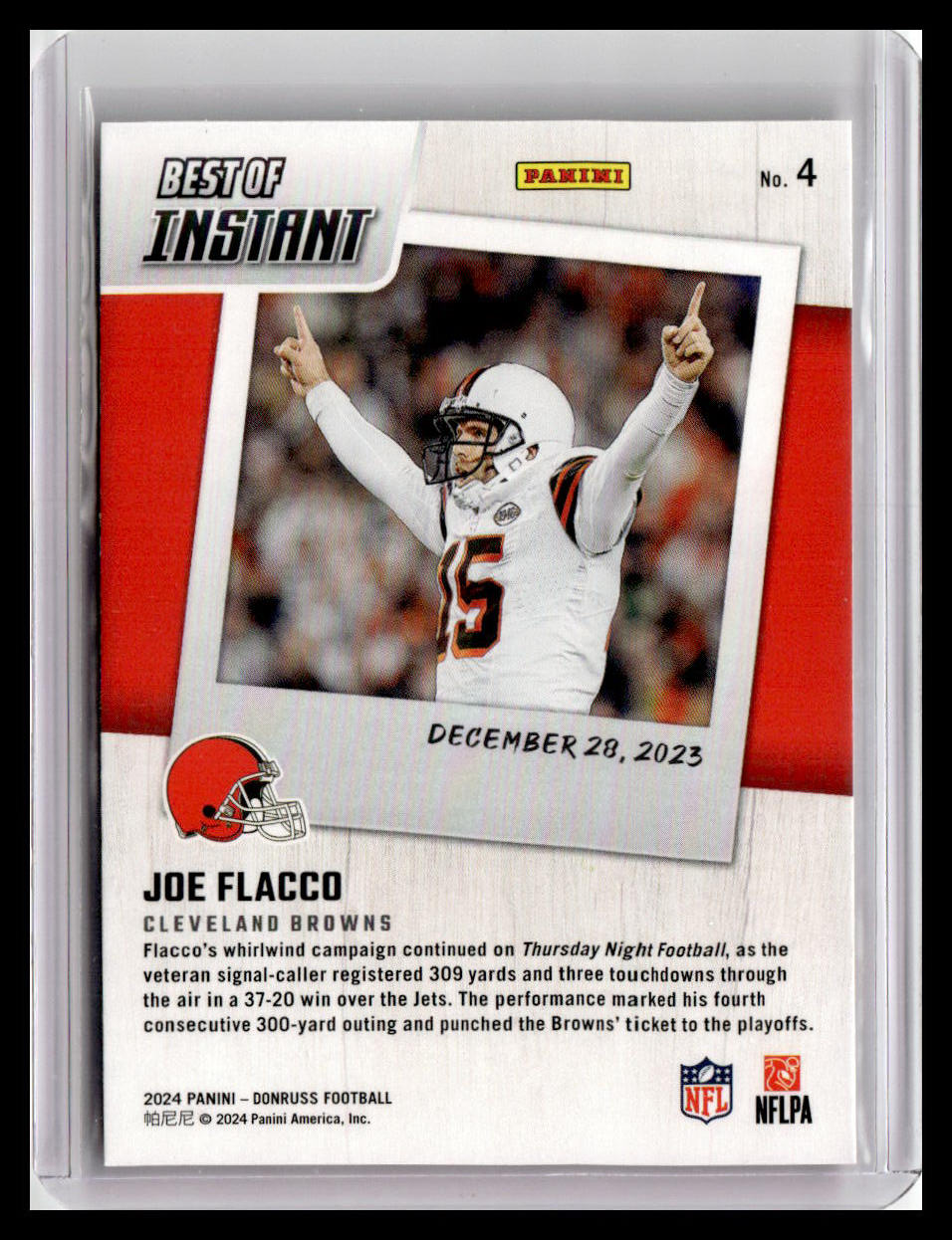 2024 Donruss #4 Joe Flacco Best of Panini Instant