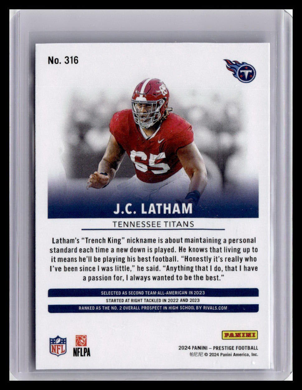 2024 Panini Prestige #316 JC Latham Diamond Xtra Points