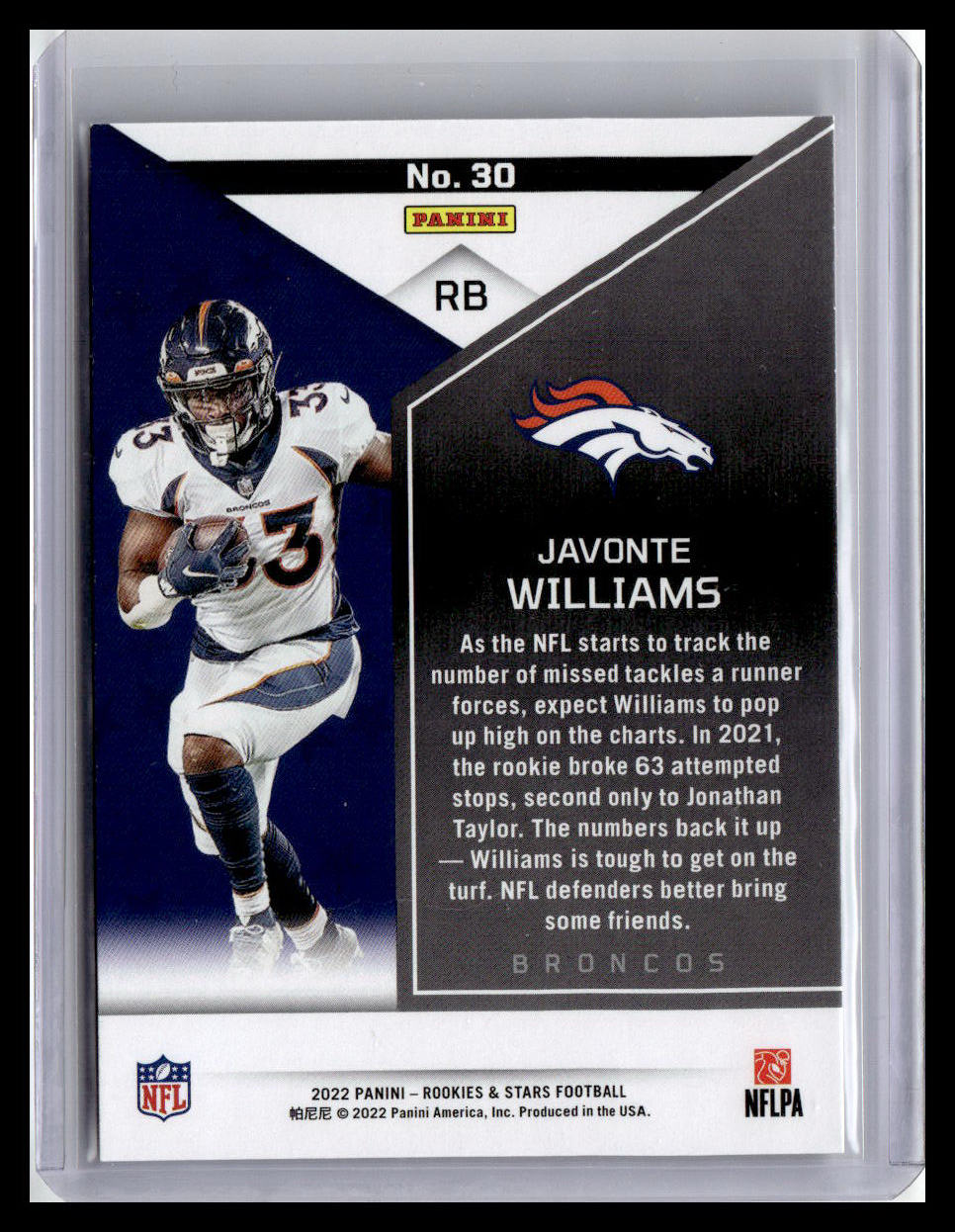 2022 Panini Rookies & Stars #30 Javonte Williams
