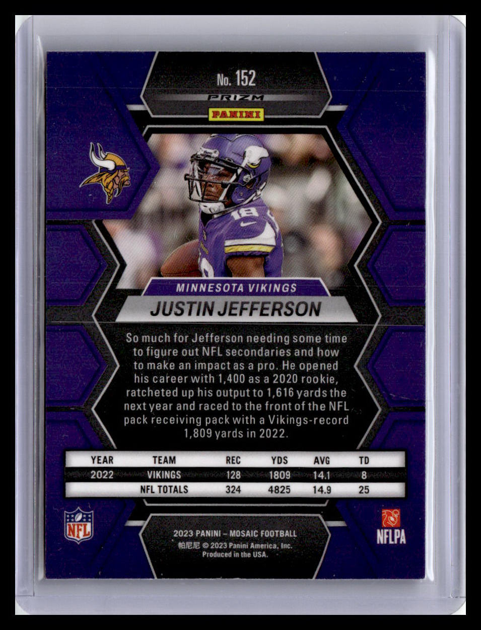 2023 Panini Mosaic #152 Justin Jefferson Camo Pink Mosaic