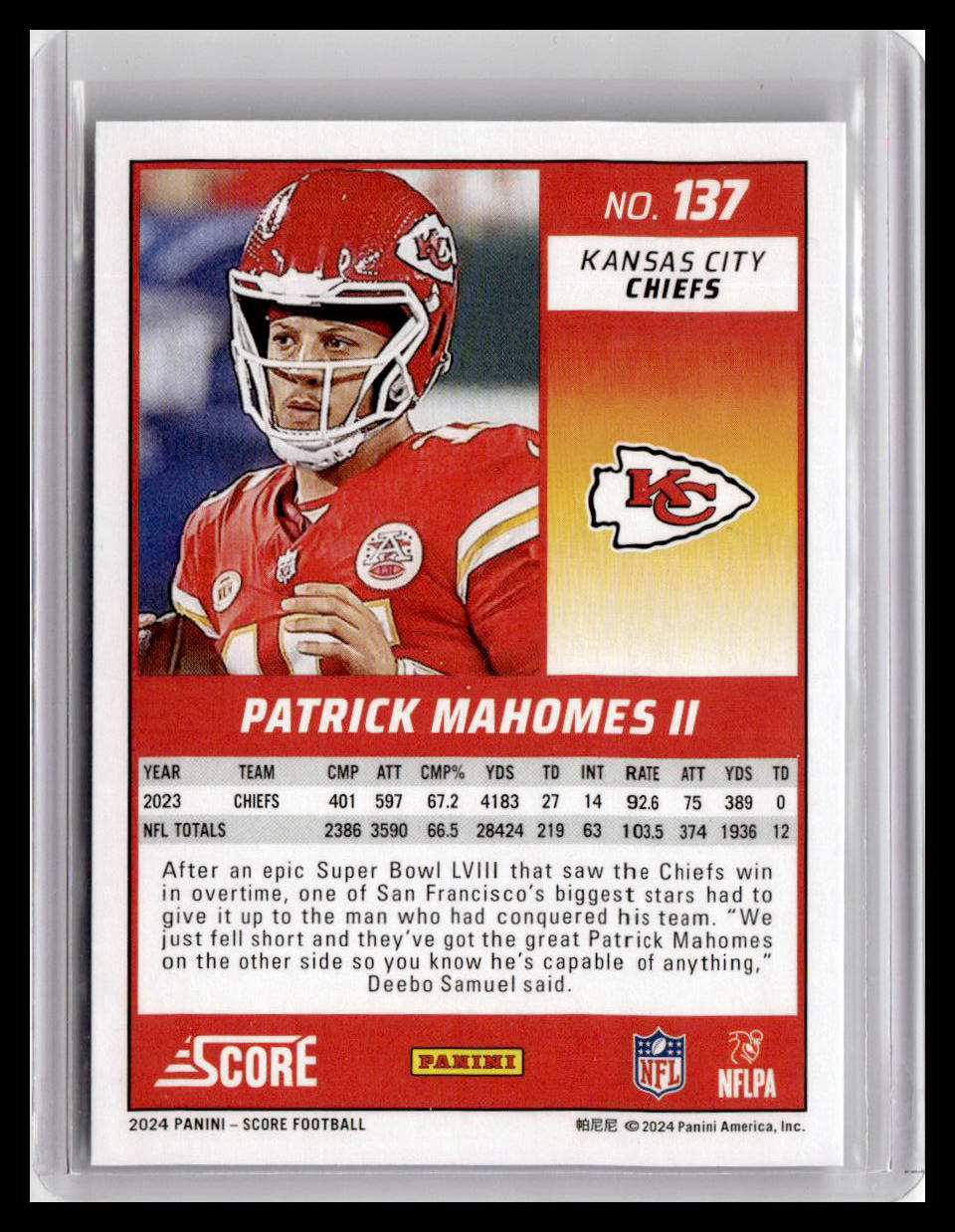 2024 Score #137 Patrick Mahomes II